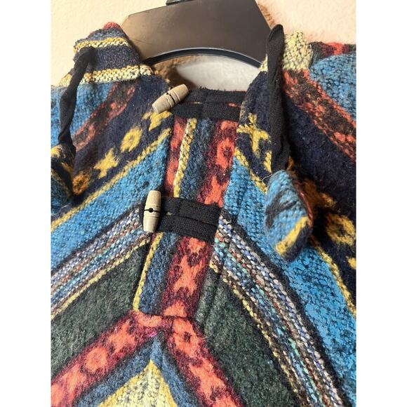 Handwoven Nepal Fringe Poncho Unisex Design Front Pocket Pointed Hooded One Size - Picture 4 of 13